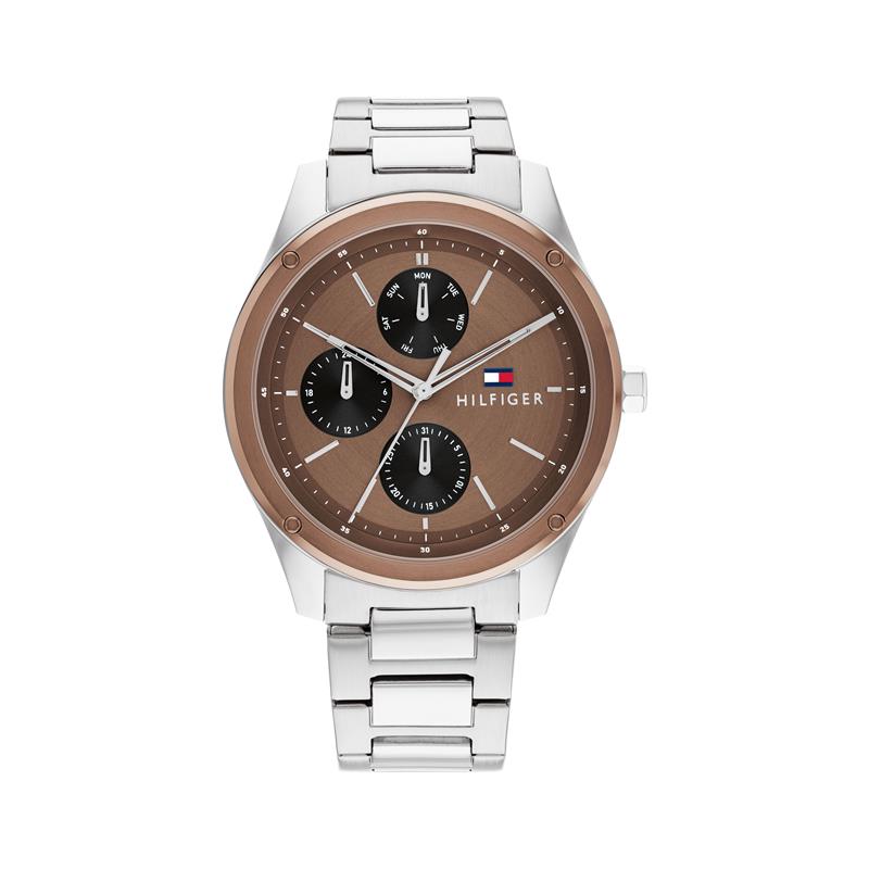 Reloj Tommy Hilfiger TYLER Hombre Plateado y Marrón Multifunción 1710533